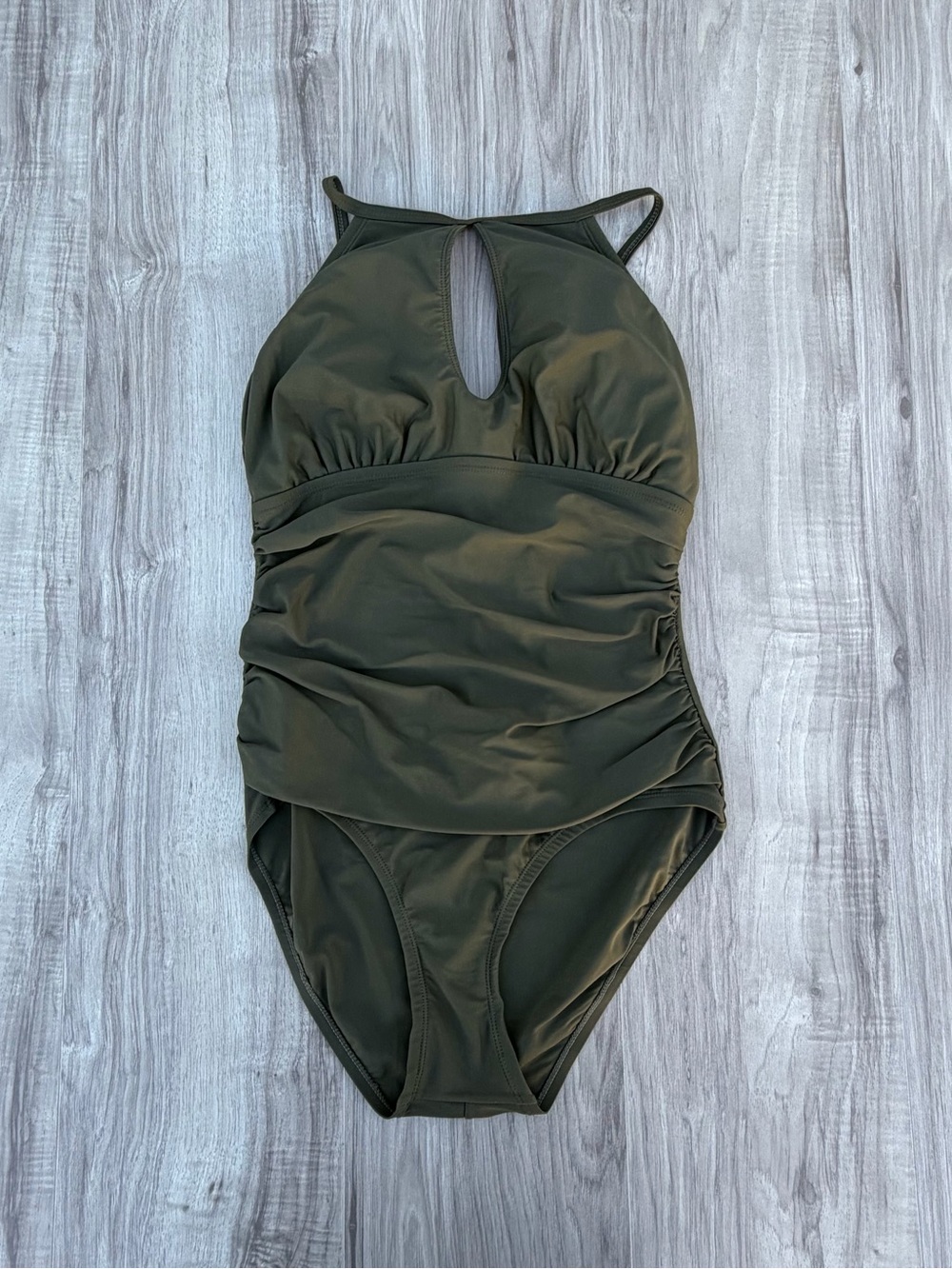 Ellen Tracy Olive Green One Piece Swimsuit
